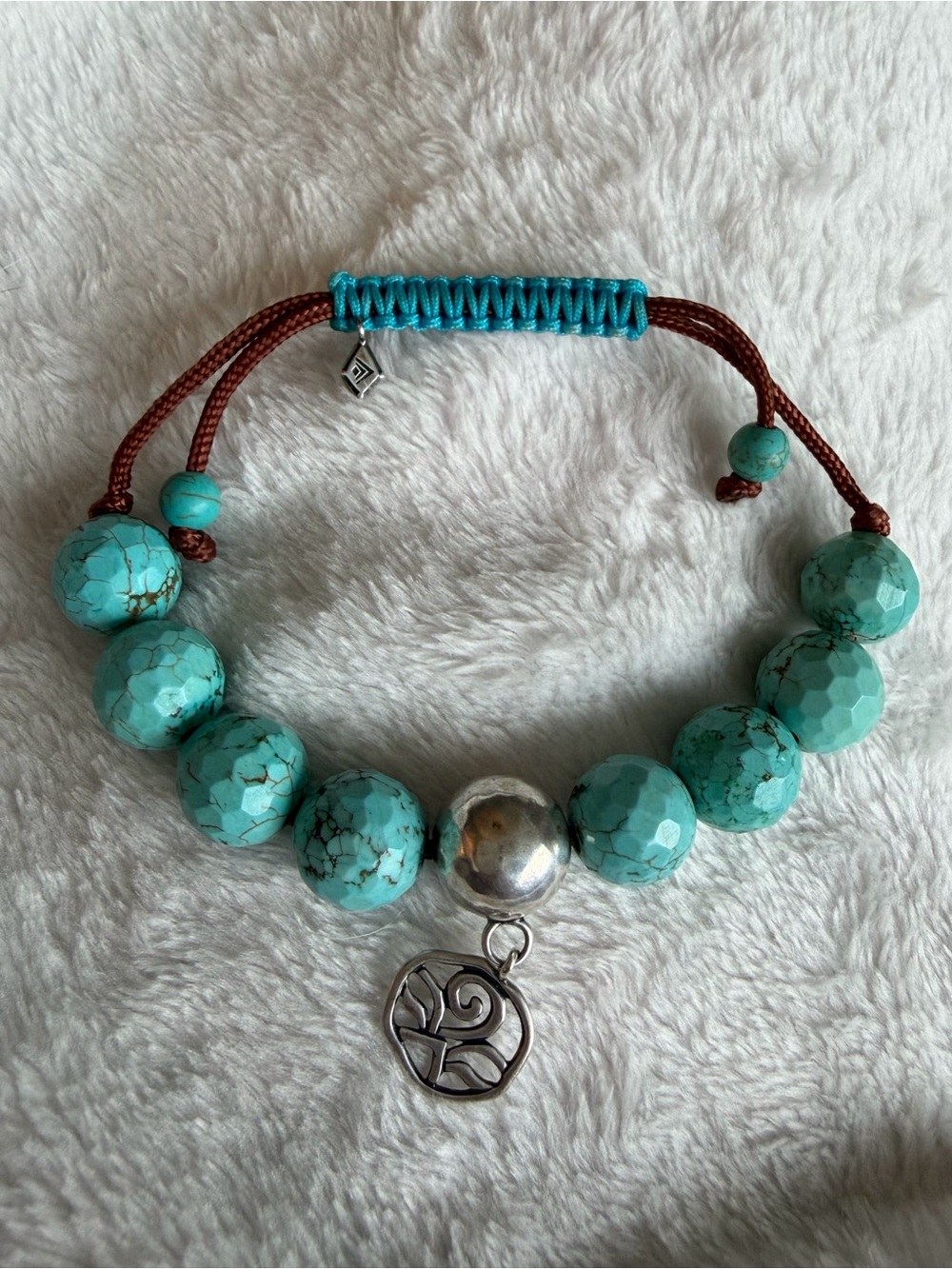 Silpada Blue Magnesite 925 Sterling Silver Beaded Adjustable Best Trend Bracelet